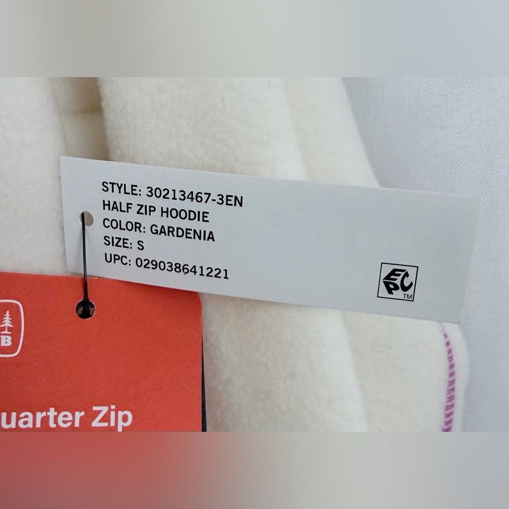 Bass Outdoor Cream & PurpleTrim Hooded Quarter Zip Fleece PullOver Top Small NWT - Picture 8 of 8